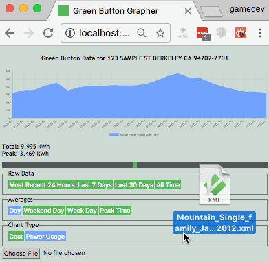 GIF of the Green Button Grapher app