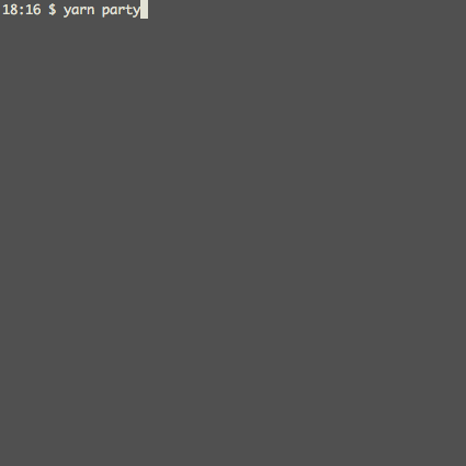 Running the yarn party command in a terminal